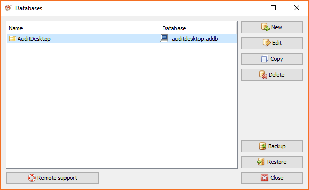 Databases | Auditdesktop help
